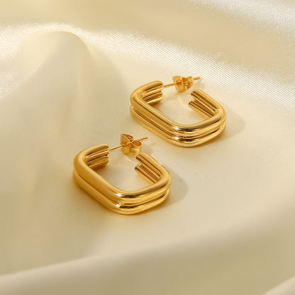 Double-layer thick U-shaped open earrings