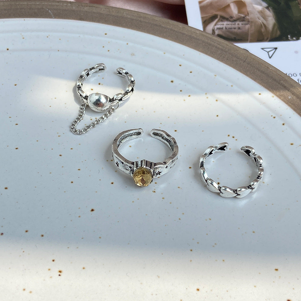 Hollow Heart Opening Ring Set (5-Piece)