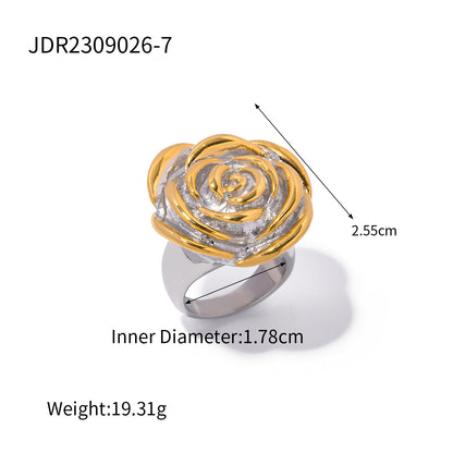 Gold and silver flower ring