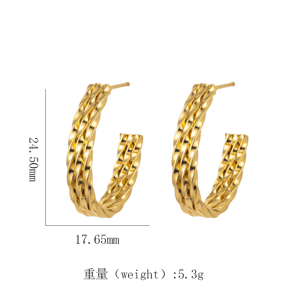 Women's 18K Gold Titanium Steel Geometric Hollow Spiral Bracelet