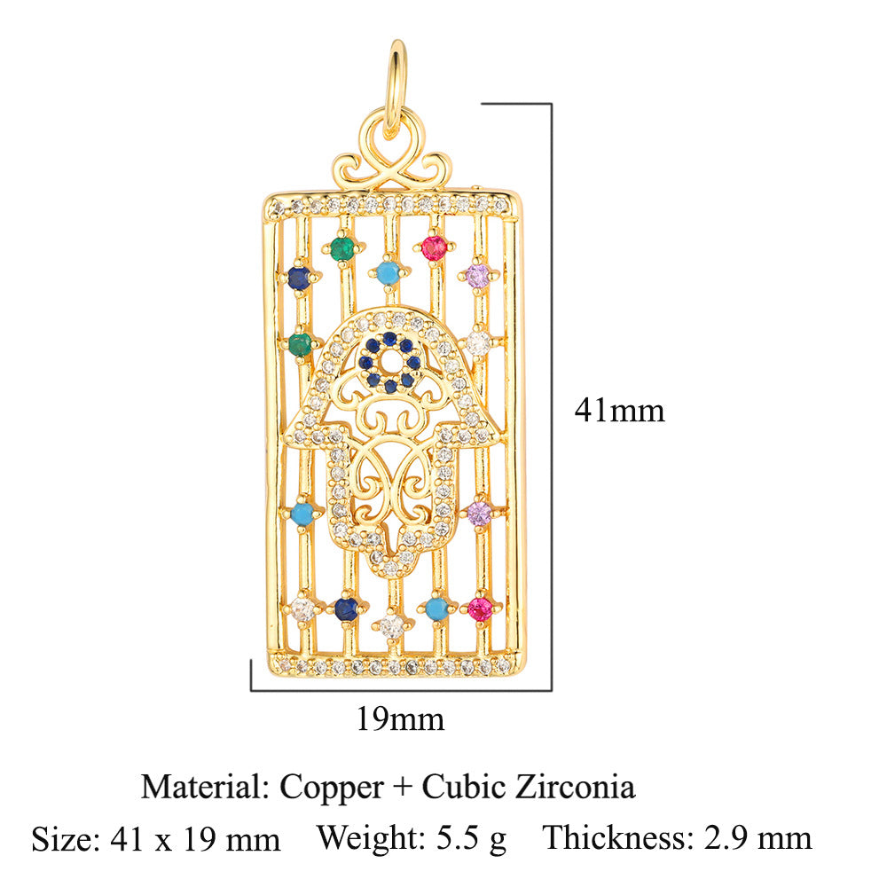 Oil drop copper zircon pendant palm eye face crown