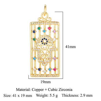 Oil drop copper zircon pendant palm eye face crown
