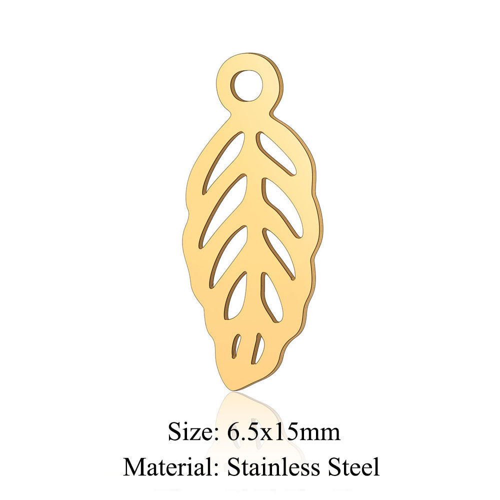 Colgante de acero de titanio con forma de flor y hoja, 5 unidades por bolsa 