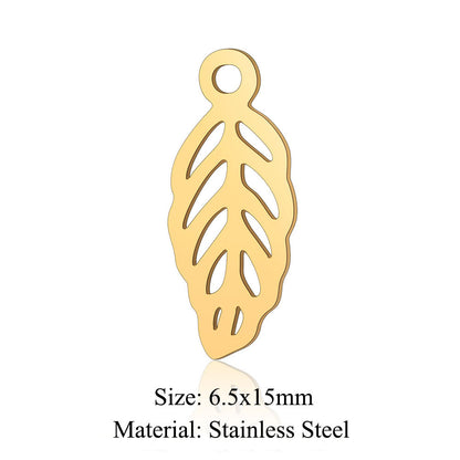 Colgante de acero de titanio con forma de flor y hoja, 5 unidades por bolsa 