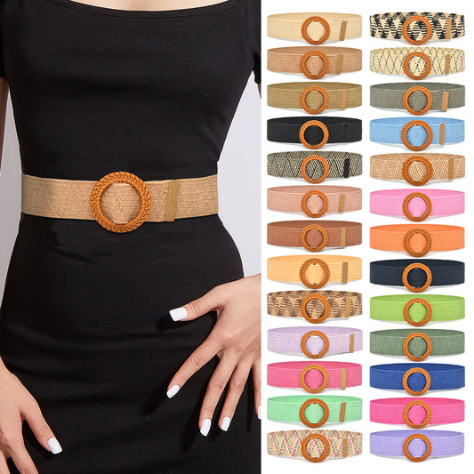 Cotton and linen elastic woven elastic belt