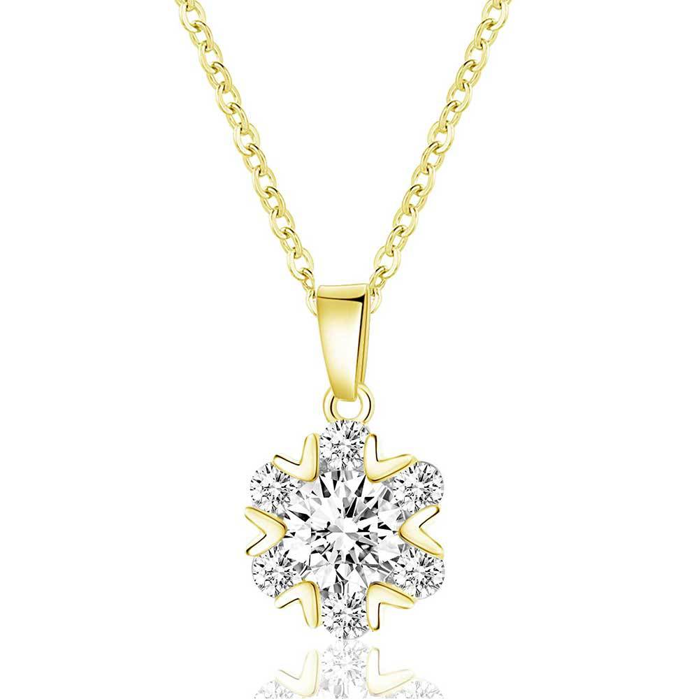 14K gold snowflake necklace copper inlaid with 5A zircon