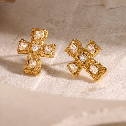 Stainless steel zircon earrings