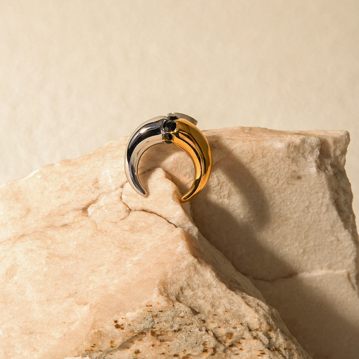 Two-tone gold steel earrings