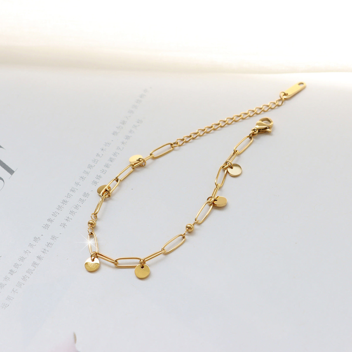 Women's Titanium Steel Waterdrop & Round-Bead Bracelet — Non-Fading