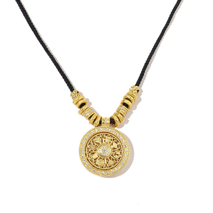 Collar de oro y arena con forma de calabaza y dios de la riqueza bañado en oro real de 24 quilates 