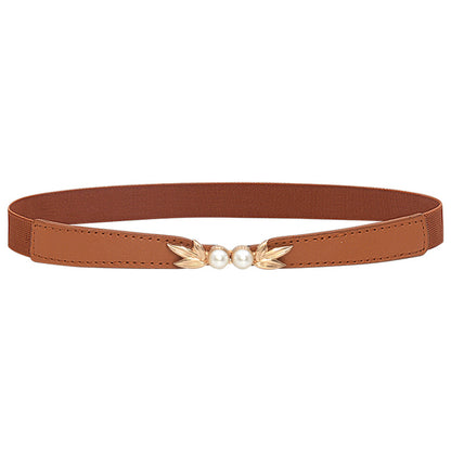 Temperament retro pearl buckle waist seal