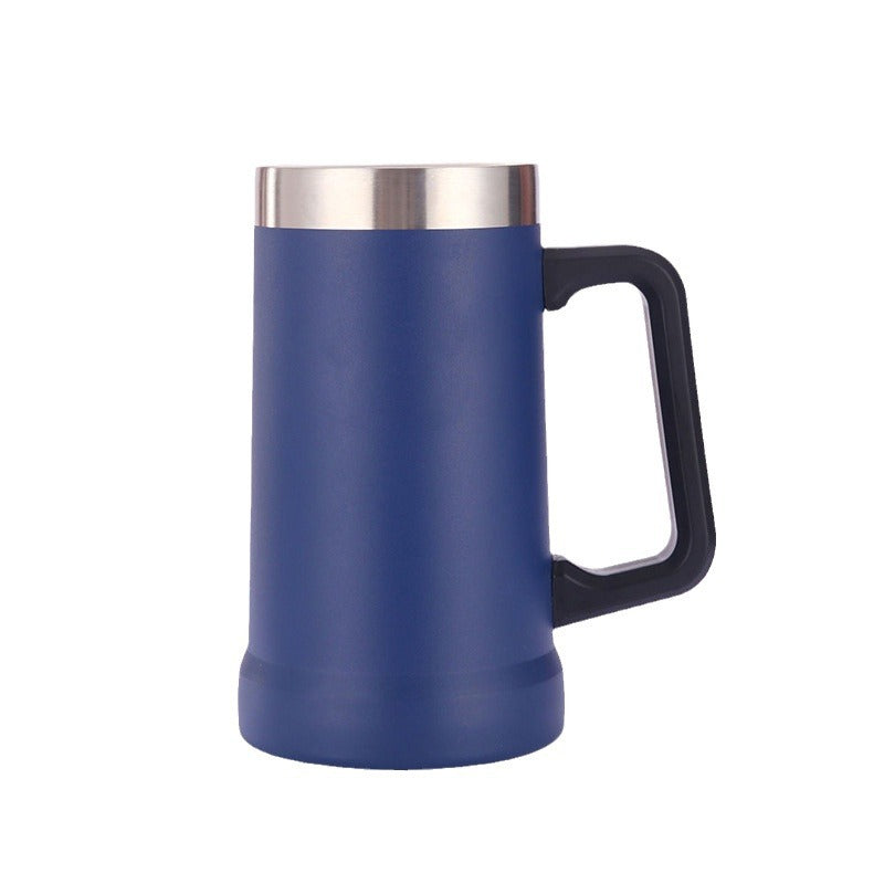 24Oz Double Layer Stainless Steel Handle Beer Mug