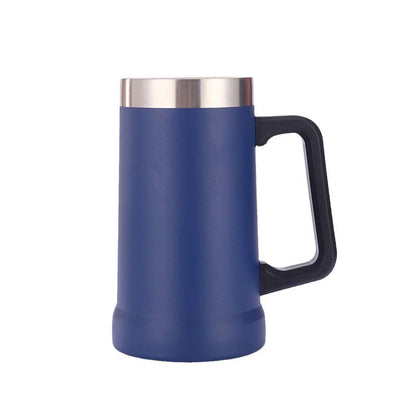 24Oz Double Layer Stainless Steel Handle Beer Mug