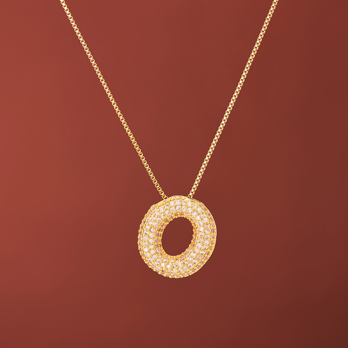 18K Gold-Plated Alphabet Necklace with Micro Zircon (Titanium Steel)