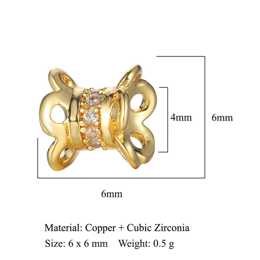 Flower Heart Copper Micro-Inlaid Zirconia Beads