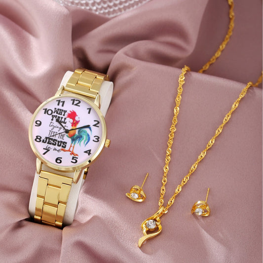 Pearl Jewelry Set Quartz Watch