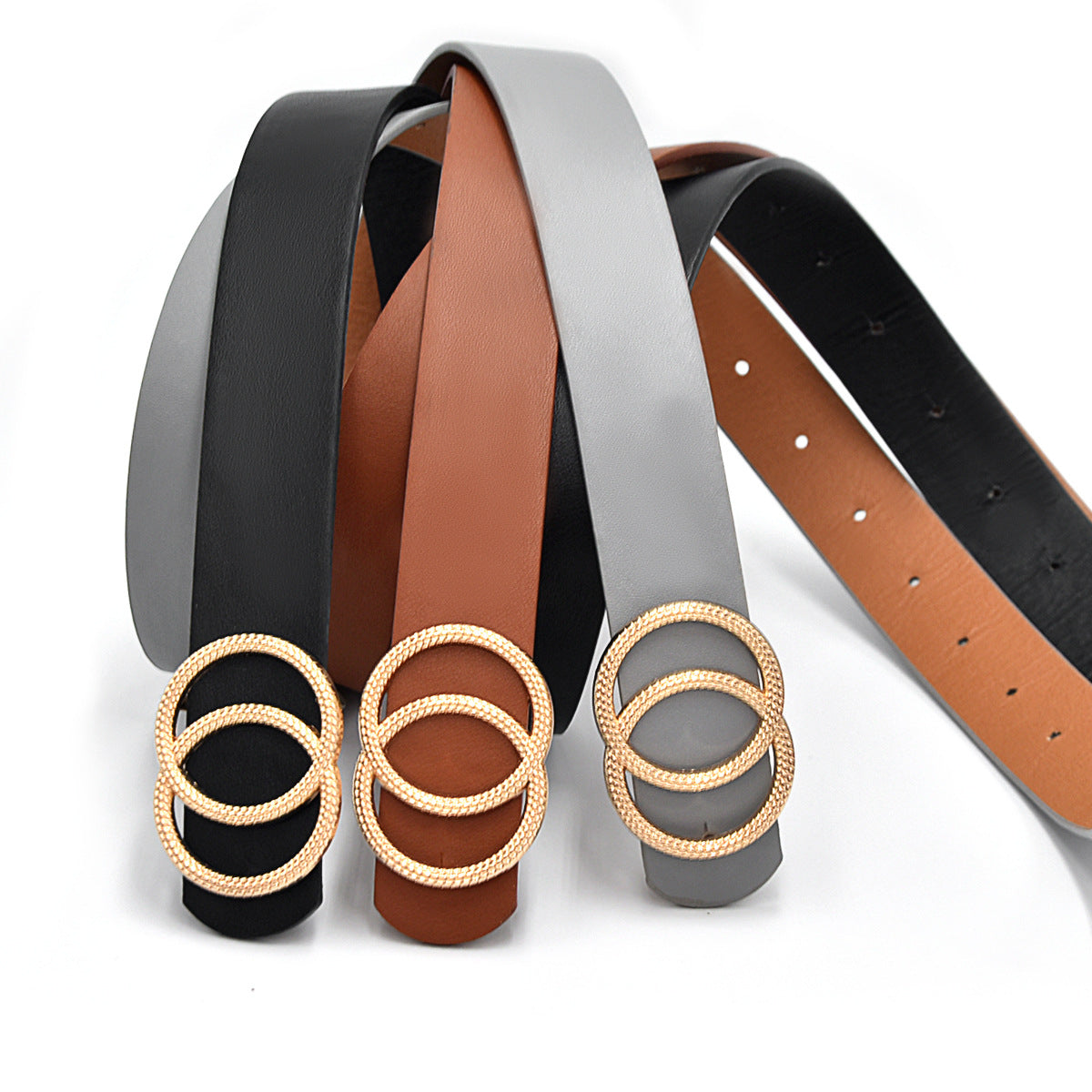 Round buckle belt for women, casual