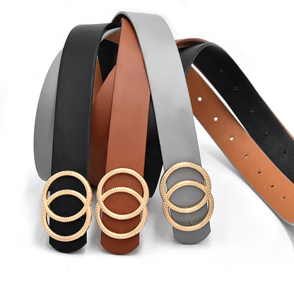 Round buckle belt for women, casual