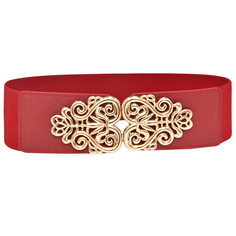 Gold Button Elastic Black Waist Seal