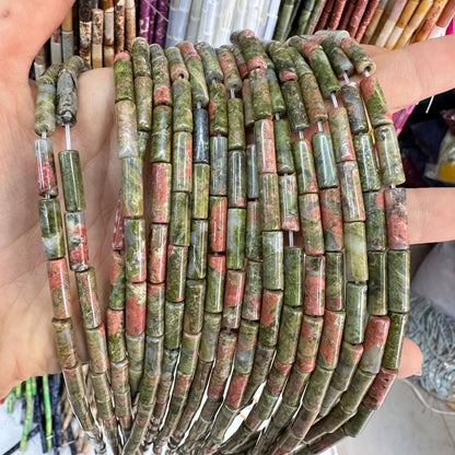 4*13MM natural stone crystal cylindrical spacer beads