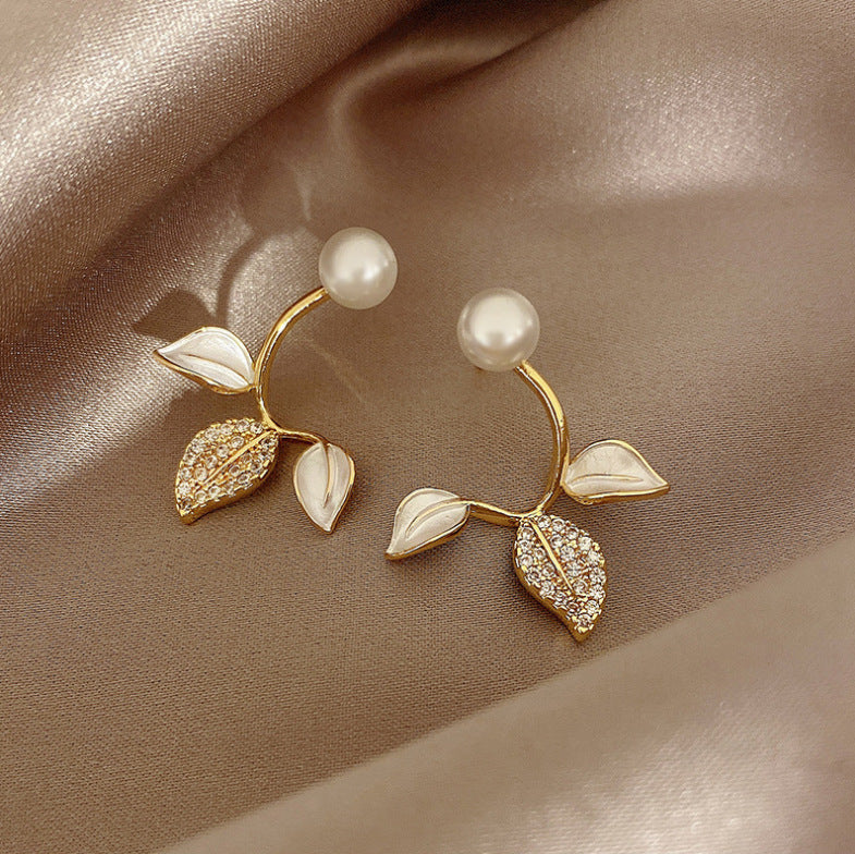 Pendientes de hojas de perla para mujer 