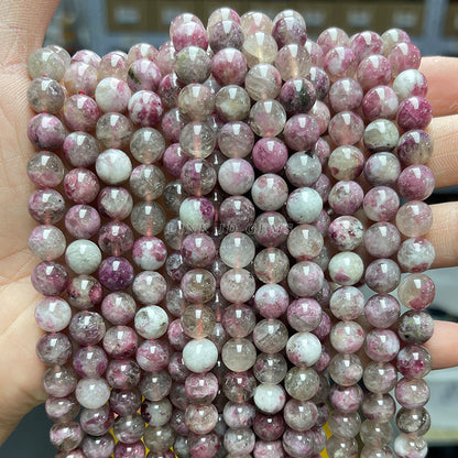 A + grade natural plum blossom tourmaline round beads