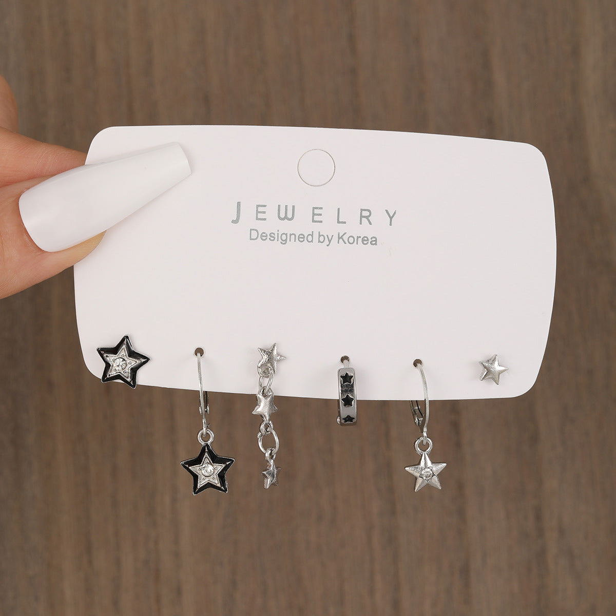Sweet Cool Star Rhinestone Earring Set (6-Piece)