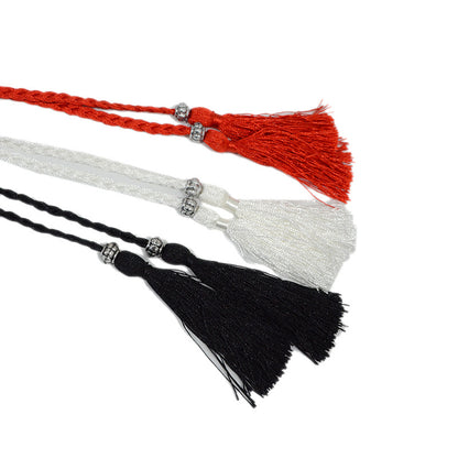 Solid color fringed small waist rope with shirt