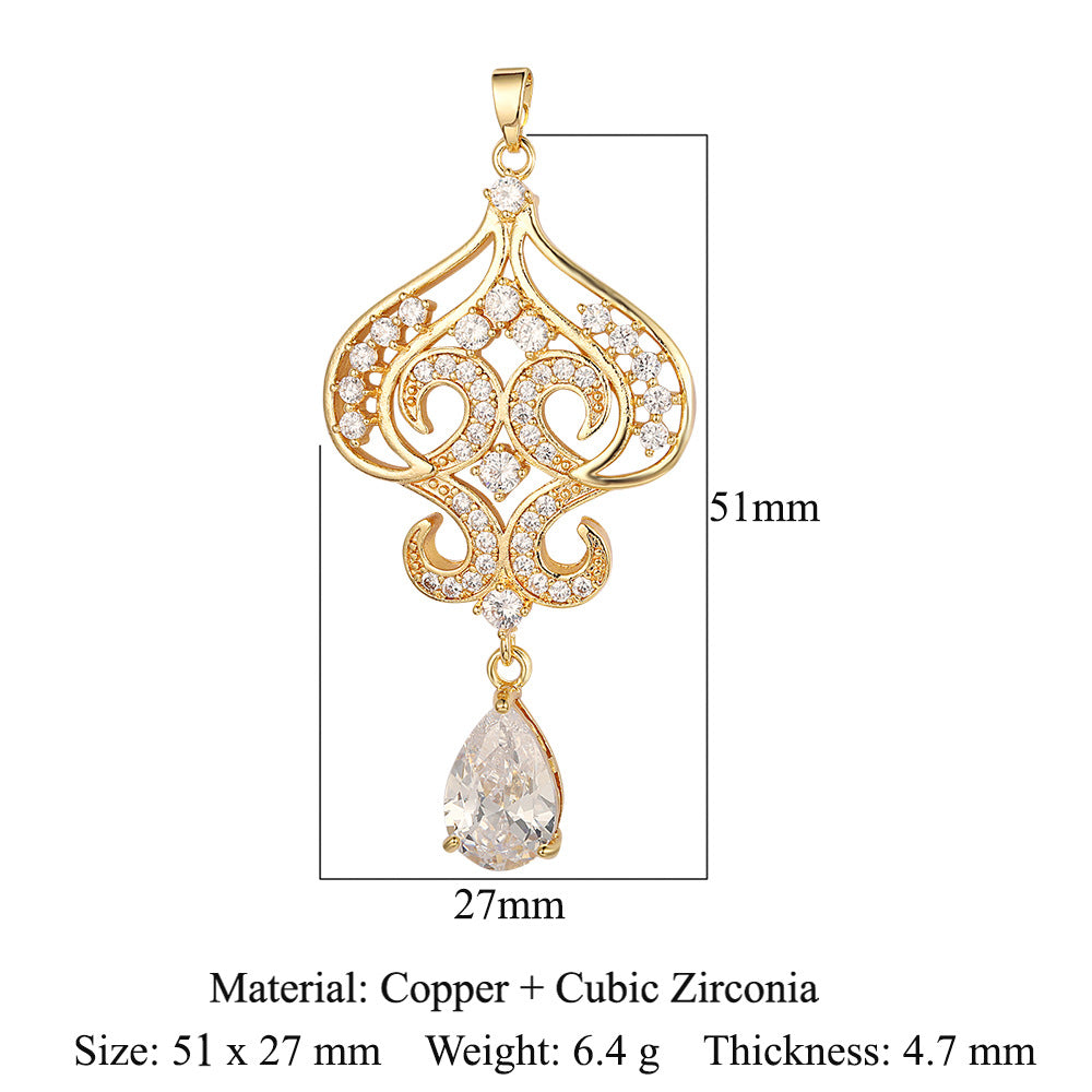 Copper zircon pendant water drop oval square