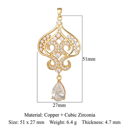 Copper zircon pendant water drop oval square