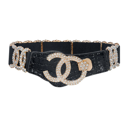Rhinestone elastic belt women's Korean version