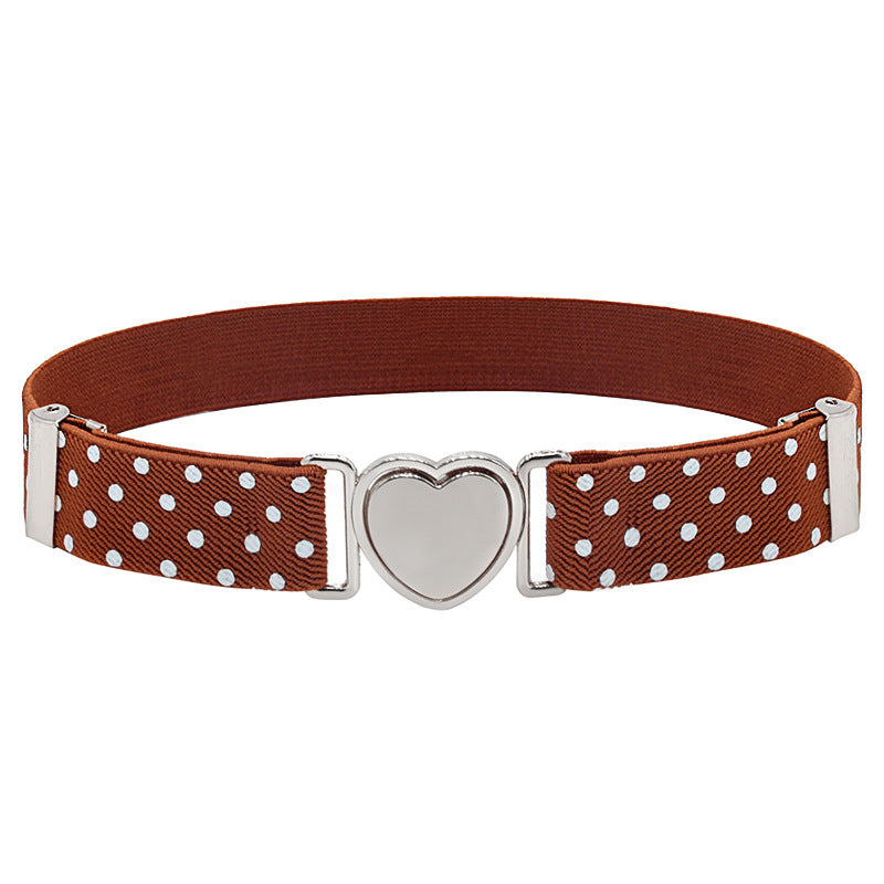 Silver Heart Buckle Adjustable Kids Belt