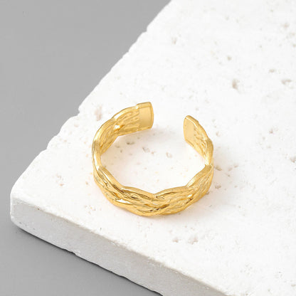 18K real gold titanium steel ring