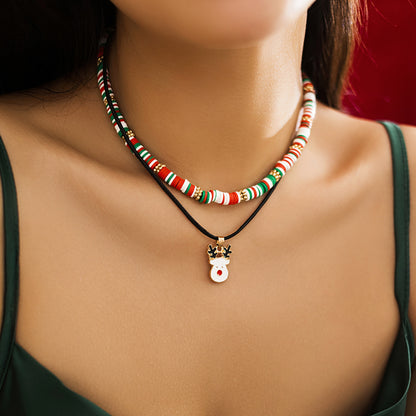 Christmas snowman gift imitation crystal necklace