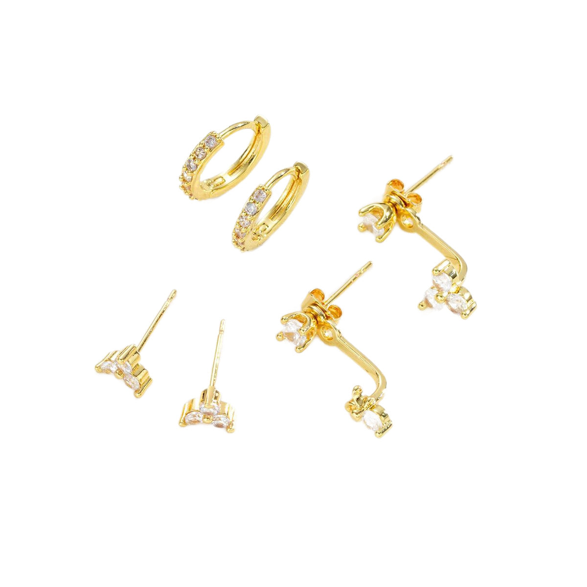 Diamond Zircon Hoop Earring Set (3-Piece)