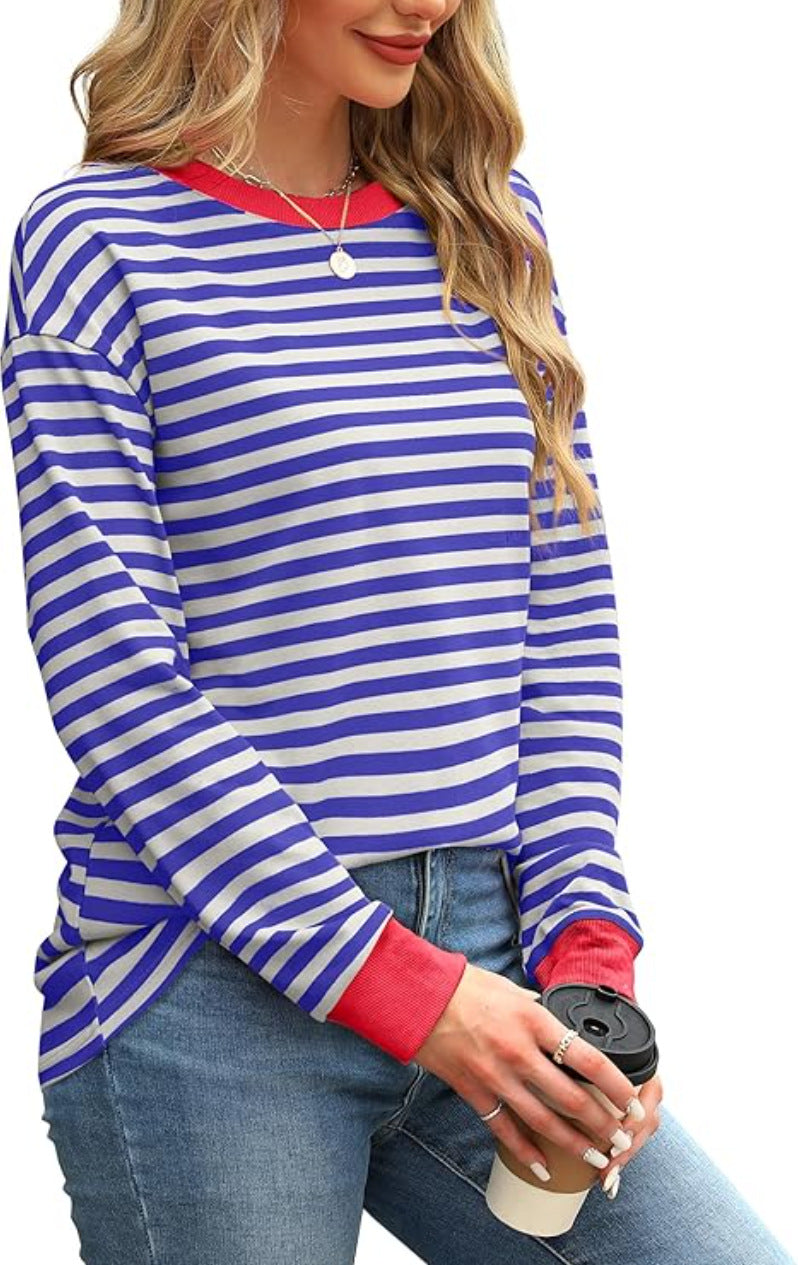 Striped long-sleeved top