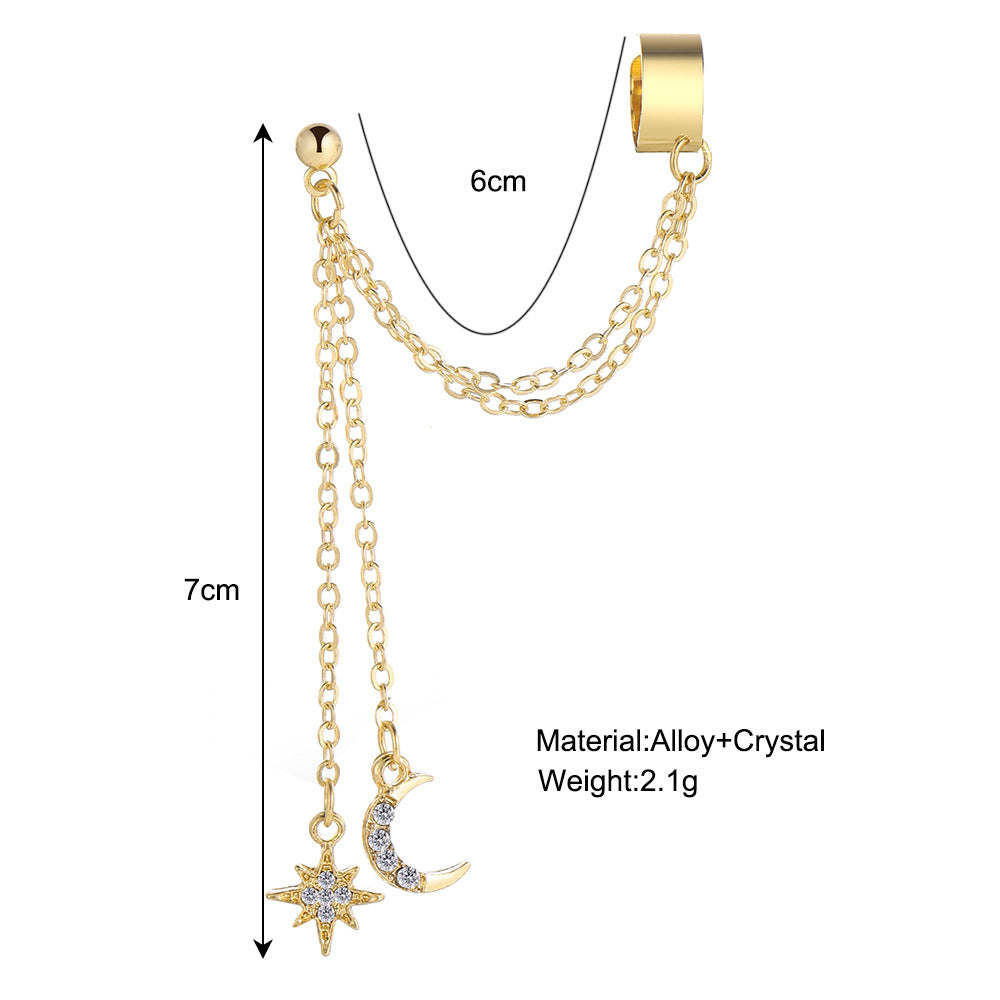 Diamond Pentagram Moon Ear Clip