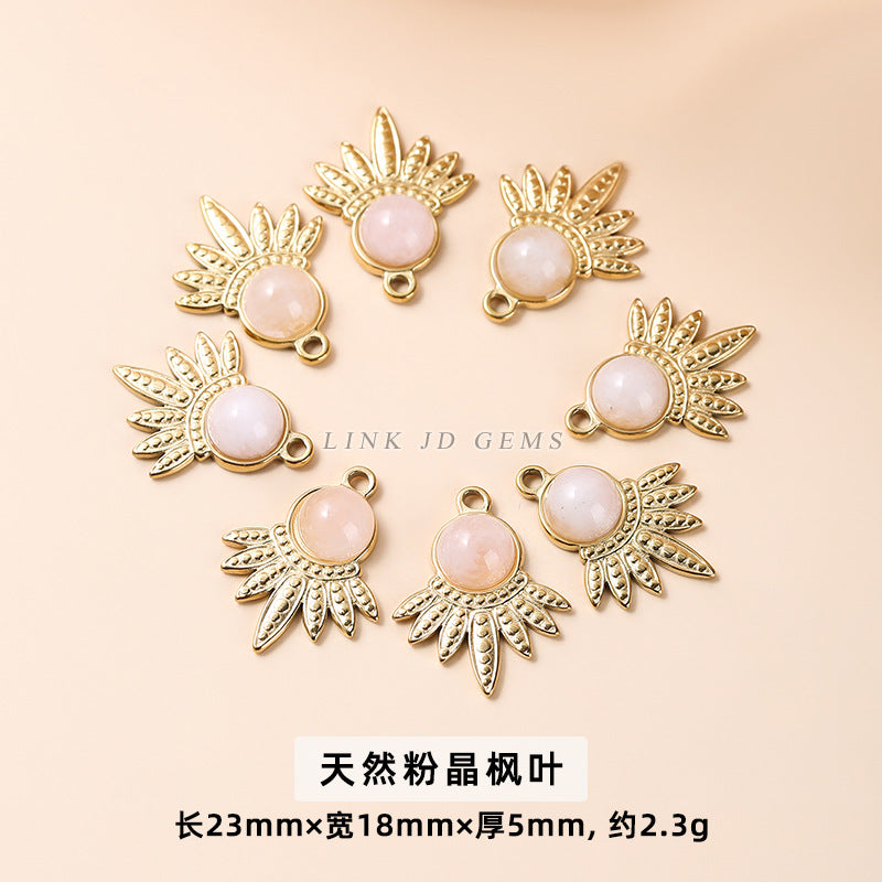 Dongling jade turquoise inlaid stainless steel fan pendant