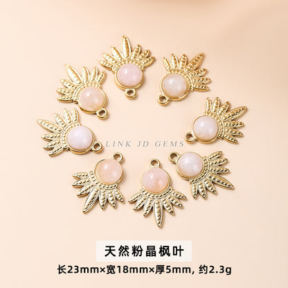 Dongling jade turquoise inlaid stainless steel fan pendant