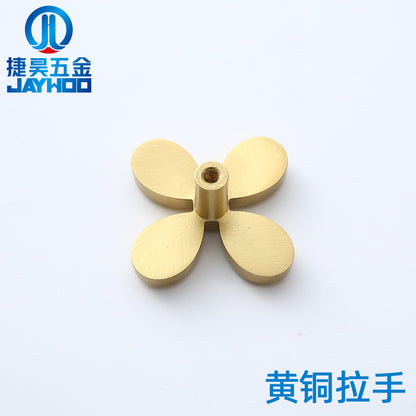 Four-leaf clover brass handle, hardware furniture