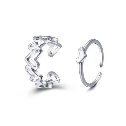 Hollow heart ring set 2 pieces