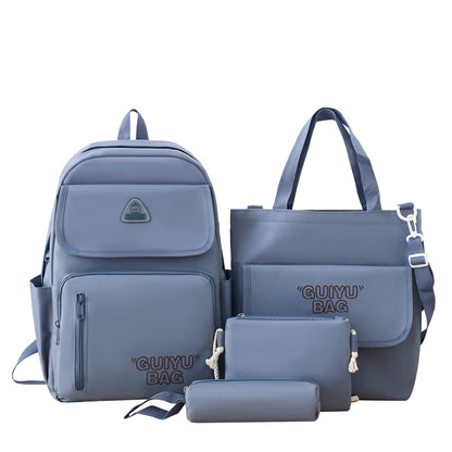 Fashionable solid color simple large capacity backpack