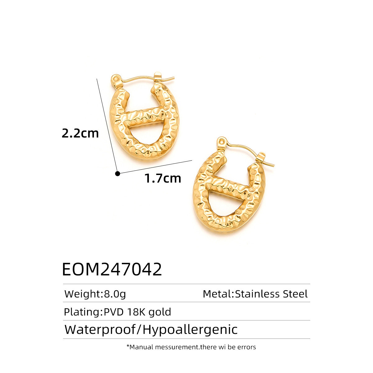 18K Gold Titanium Steel Hollow Geometric Statement Earrings