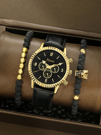 Sports Watch Beaded Bracelet Set