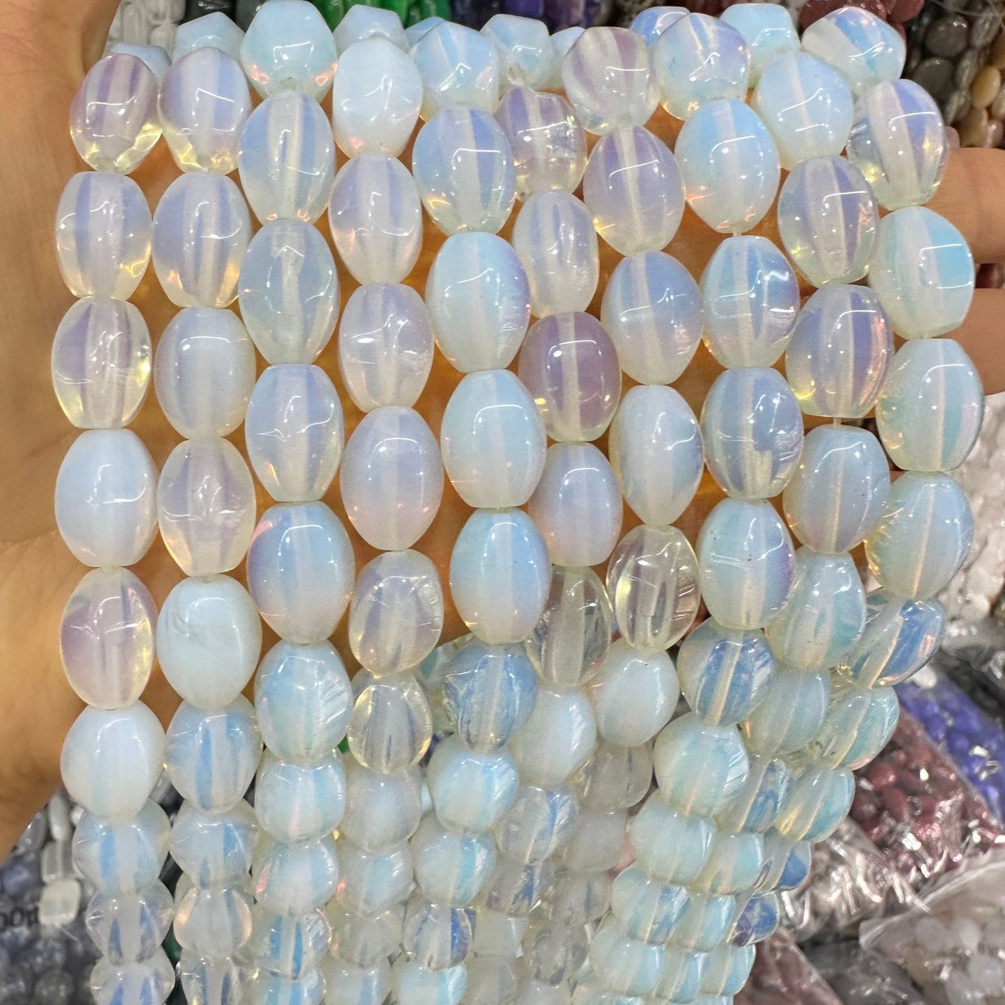 Cristal 28pcs contas de arroz hexagonais 10*14MM contas soltas 