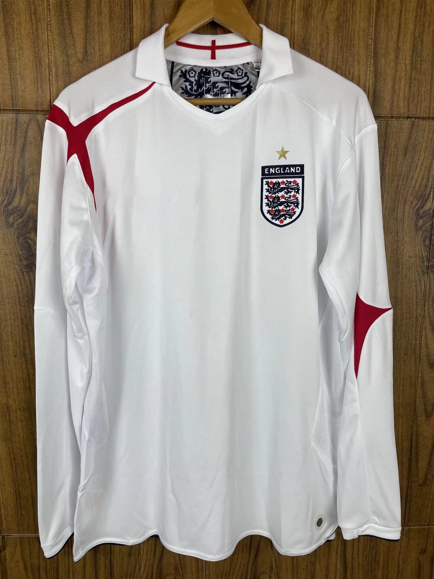 2006 England World Cup 7 Beckham 4 Gerrard Retro Long/Short Sleeve Jersey
