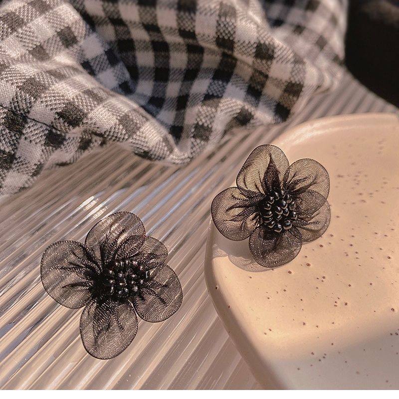 Black Petal Earrings for Women