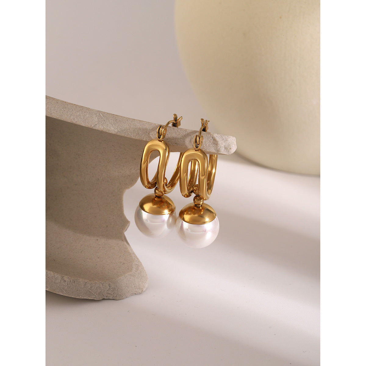 Round Plastic Pearl Earrings