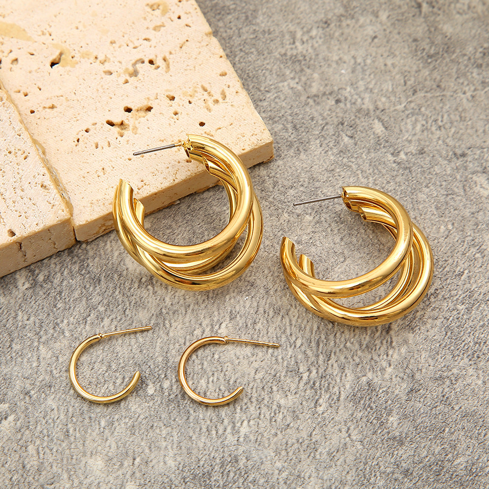 C-shaped earrings 2-piece set earrings wholesale