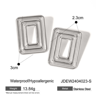 Pendientes rectangulares con forma de remolino hueco 